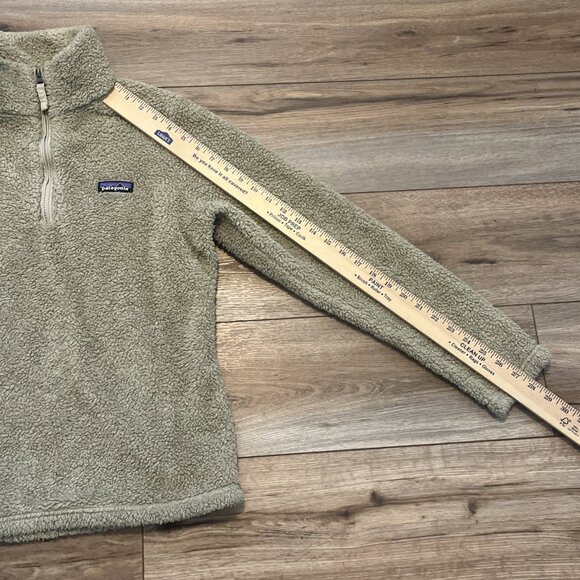Patagonia Los Gatos 1/4 Zip Pullover SZ Medium Fleece Jacket Logo Tan Beige - Picture 5 of 13